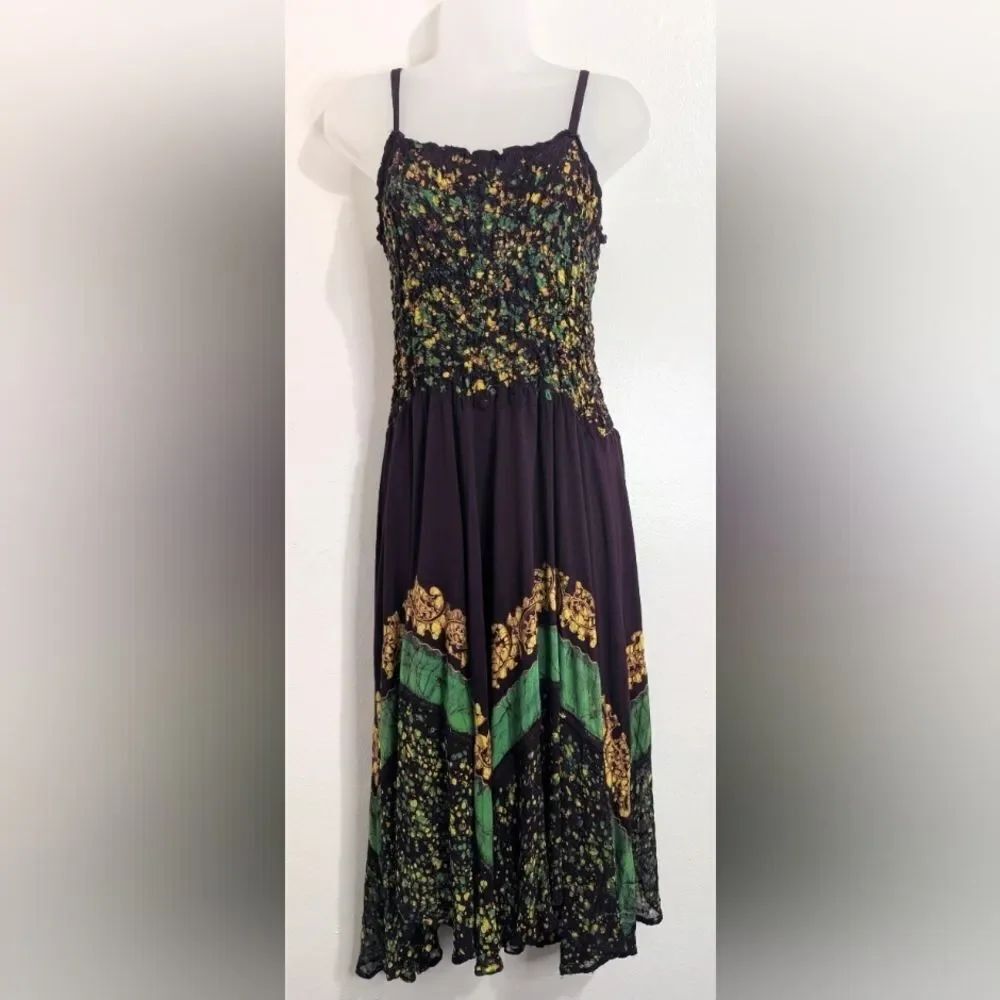 Sakkas Fairy Batik Whimsical Earthy Witchy Feminine Flirty Goddess Boho Dress FS